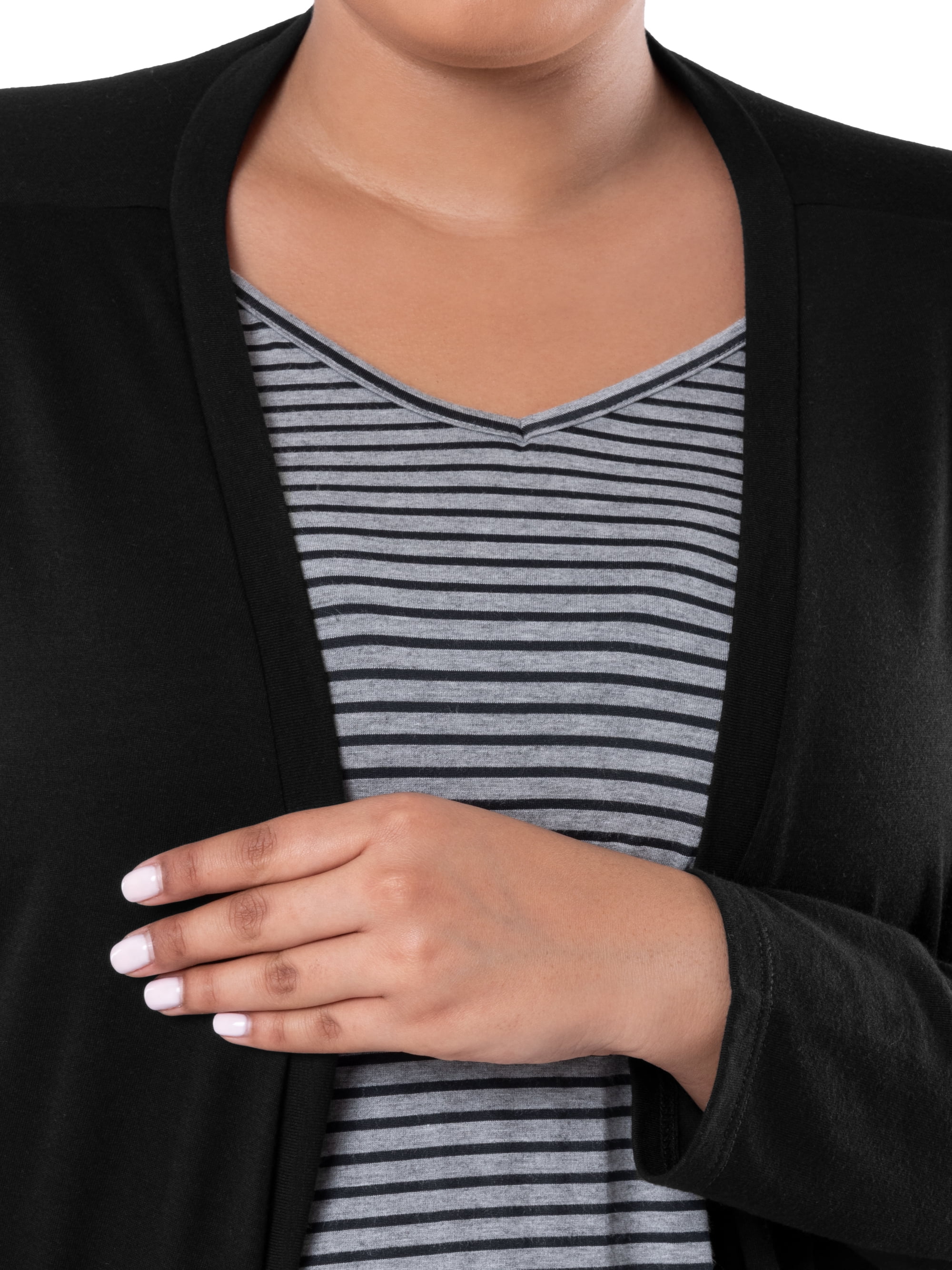 Wright's Women's Plus Size Long Sleeve Open Front Pocket Jersey Duster Cardigan, 1X-5X
