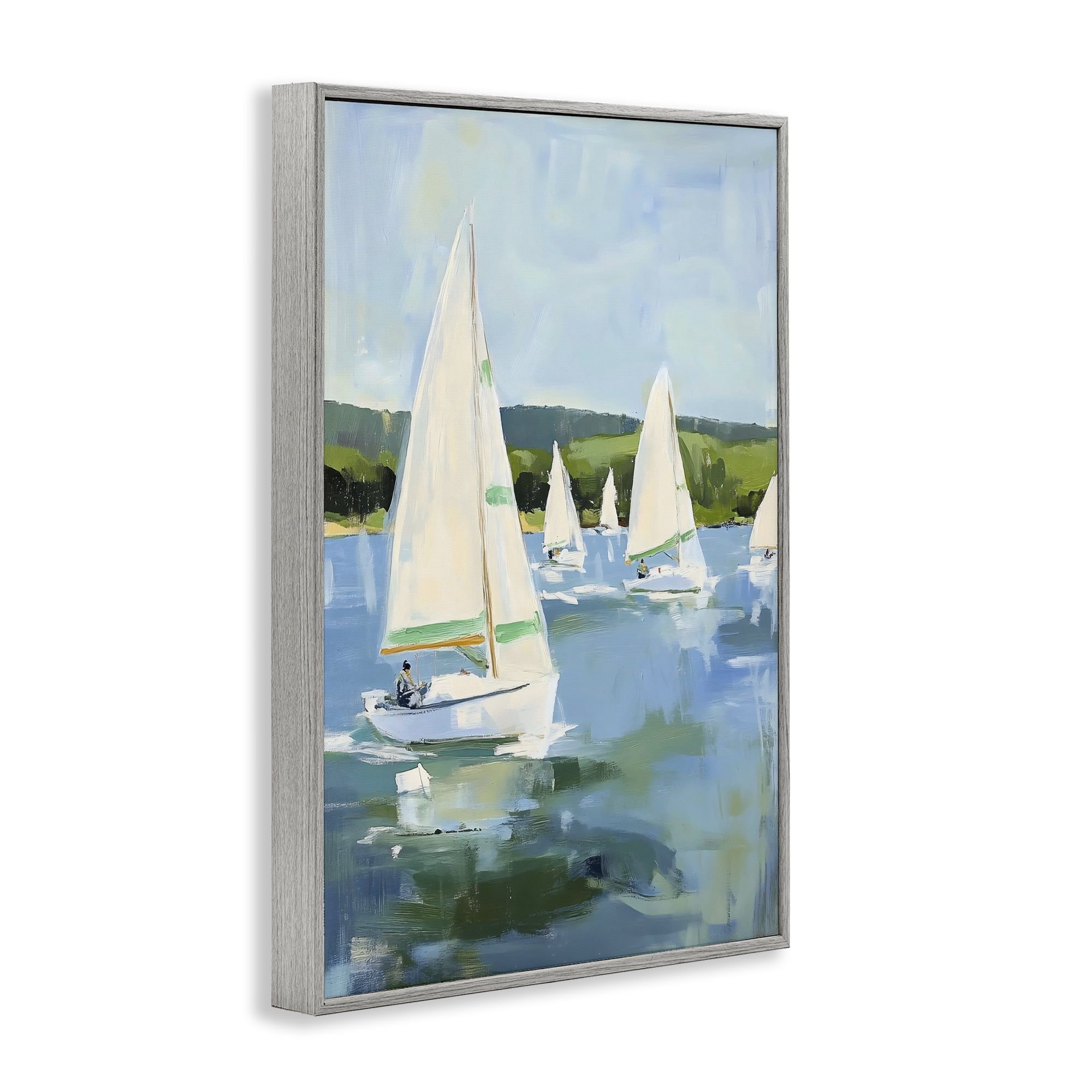 Stupell Industries Boat Race Regatta Gray Framed Giclee Art, design by Petal Prints Design