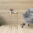 thumbnail image 5 of Round Metal End Table - Indoor/Outdoor Accent Table with Shelf - Gold & Grey, 5 of 9