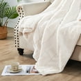 thumbnail image 4 of Home Soft Things Sculpted Stripe Faux Fur Throw Blanket with Micromink Back, Luxury Soft Cozy Plush Fluffy Fuzzy Reversible Thick Warm Throw Blanket, 50x60 inches, White, 4 of 12
