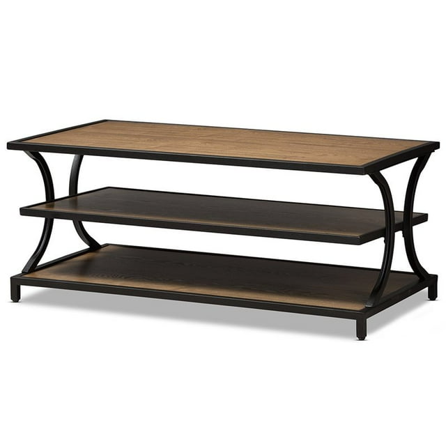 Baxton Studio Lancashire Table Basse de Rangement en Chêne Brun et Noir