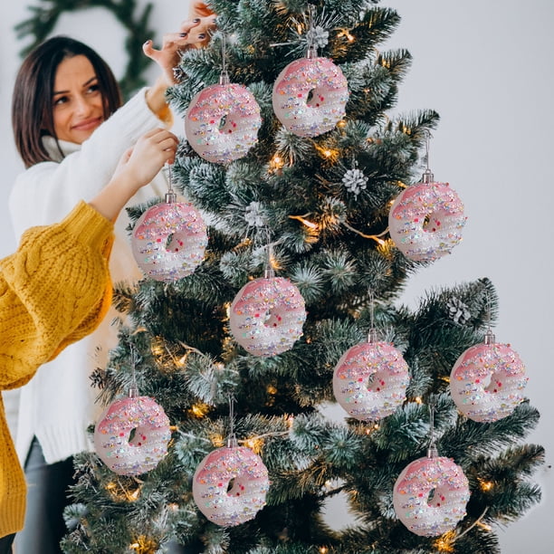Adornos Navideños Lindo Colgante de Árbol de Navidad de Caramelo de Espuma de Macarrón
