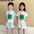 thumbnail image 2 of Conjunto deportivo de verano para niños, traje de pantalones cortos de manga corta con patrón de rana, chándal para niños, ropa para niños, 2 uds., 2 of 6