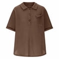 thumbnail image 6 of Women's Short Sleeve Tops Acrylic Knit Lapel Collared Shirt with Buttons Loose Fit Pullover Tee Blouses (S, Coffee), 6 of 7