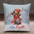 thumbnail image 2 of Hello Winter Dachshund Smiling in Red Scarf Hat Welcome Christmas Pillowcase Double Sided Wiener Dog Lover Gifts Idea Pillow Case Covers - 00017, 2 of 3