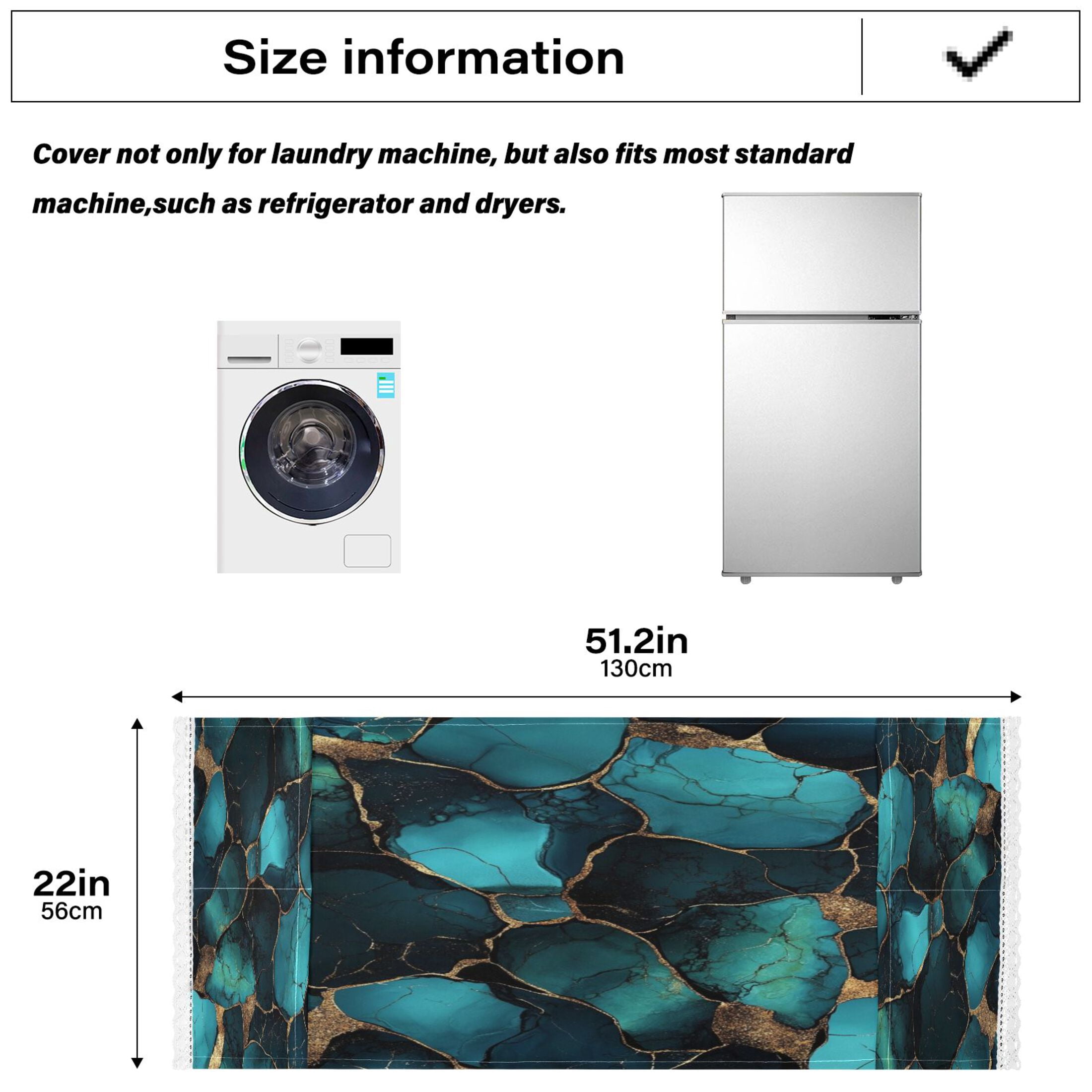WOBOGO Gild Dark Green Marble Washing Machine Cloth Dryer Refrigerator Top Cover Protective Non-Slip Mat For Kitchen Laundry