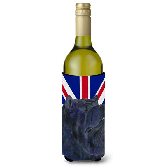 Chow Chow with English Union Jack British Flag Wine Bottle Hugger
