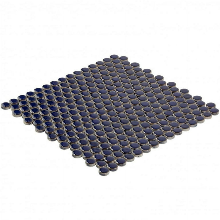 Denarius Penny Round Royal Blue Ceramic Polished Mosaic Tile Denarius Penny Round Royal Blue Ceramic Polished Mosaic Tile