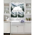 thumbnail image 4 of Ink Green Forest Kitchen Curtains Sets 36 Inch Length with Valance, Watercolor Modern Mountain Swag Valances and Tiers Curtain Set Drapes Swag Curtains for Living Room, Bathroom, Bedroom, Cafe, 4 of 6