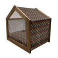 thumbnail image 2 of Earth Tones Pet House, Native Eastern Art with Abstract Details Old Motifs of Culture, Outdoor & Indoor Portable Dog Kennel with Pillow and Cover, 5 Sizes, Multicolor, by Ambesonne, 2 of 5