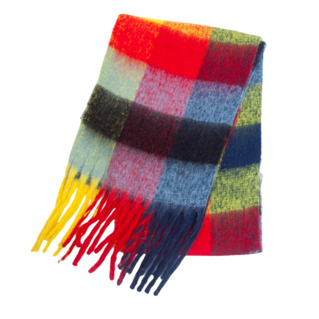 Bufanda de mujer otoño e invierno de color barba gruesa bufanda de cuatro rejillas bufanda de cuadros de doble cara engrosada chal