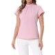 thumbnail image 1 of INSPIRAR CHIC Top de Trabajo para Mujer con Cuello Alto, Manga Corta, Espalda con Abertura, Blusa de Negocios Elegante M Rosa, 1 of 6