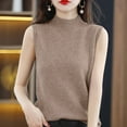 thumbnail image 4 of Womens Cable Knit Vest Sleeveless Sweater Cozy Fall Winter Must Haves Half Turtleneck Vest Women's Sleeveless Bottoming Shirt, 4 of 6