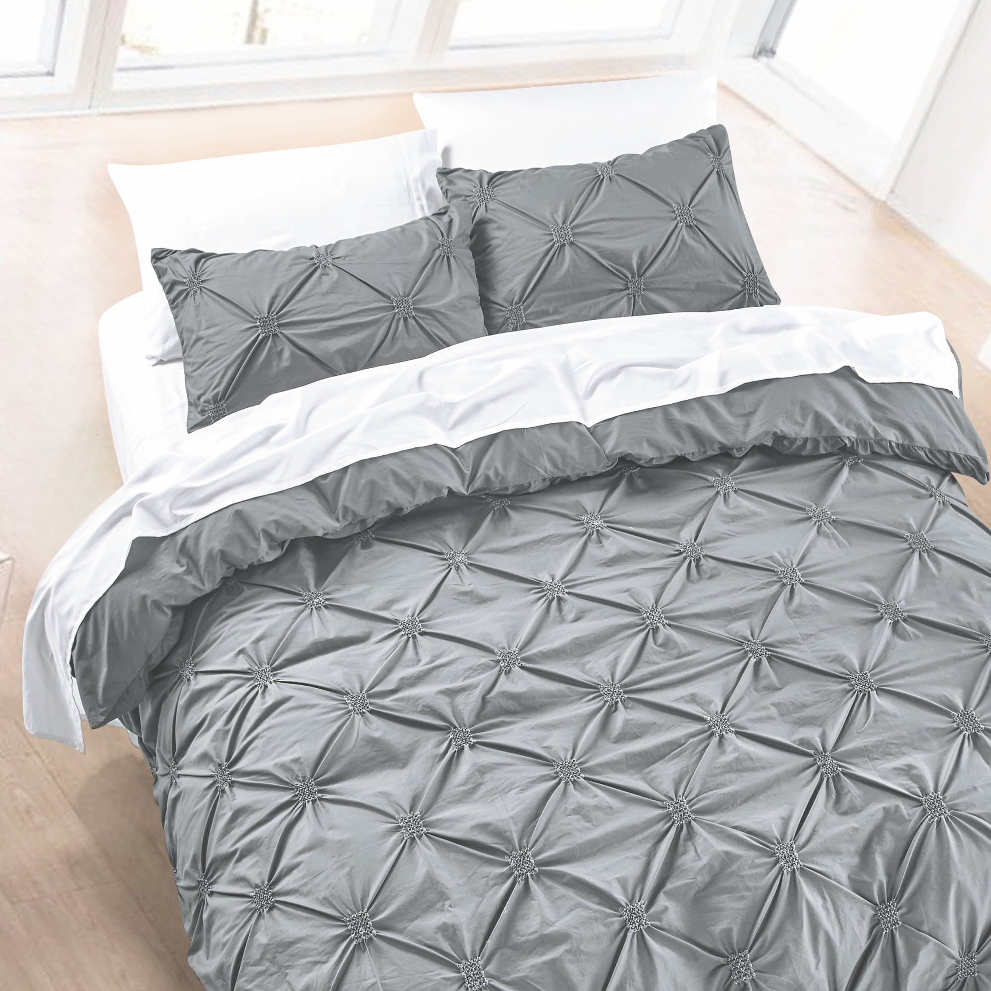 California Design Den Diamond Pintuck Duvet Cover Set Cotton
