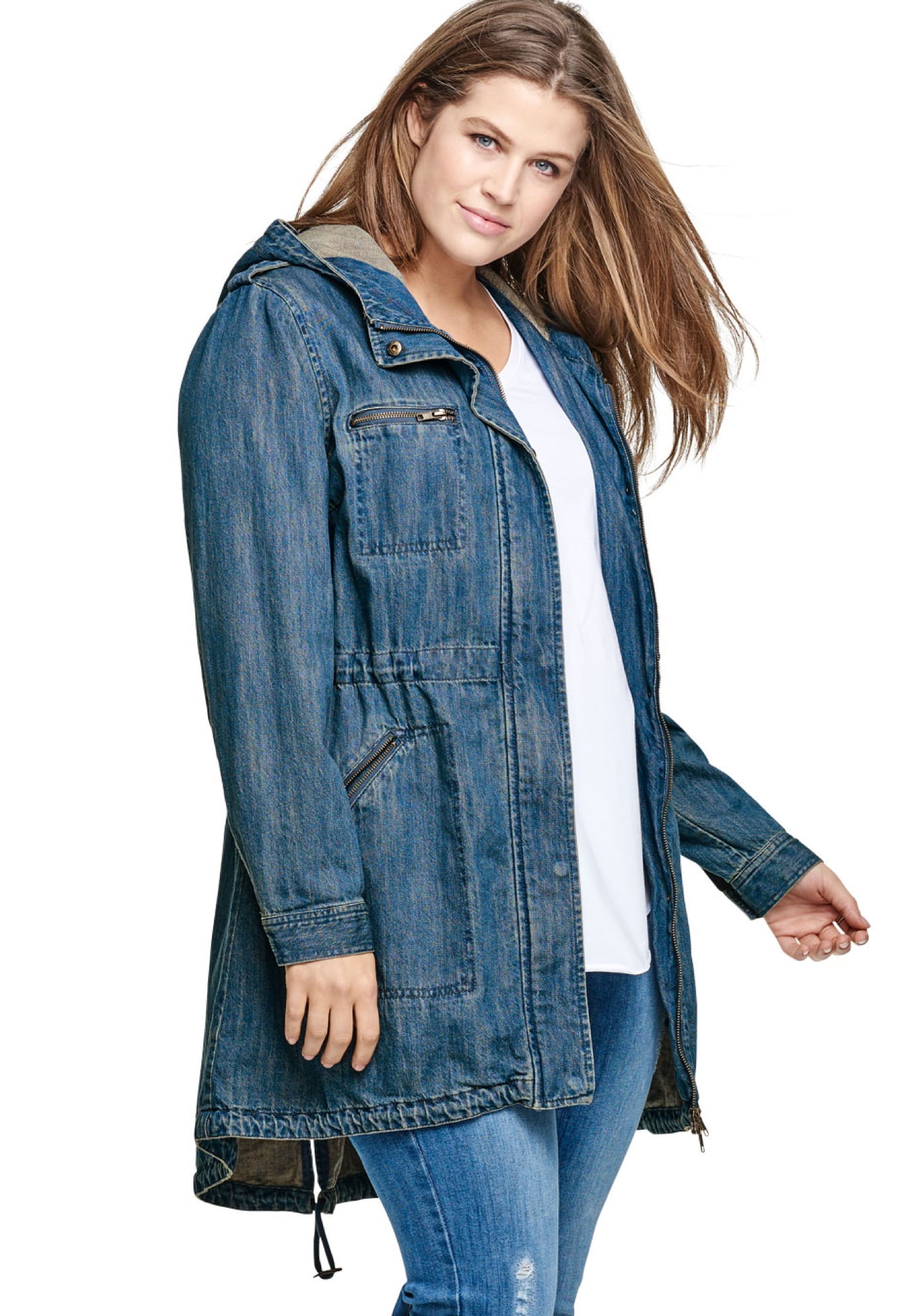Ellos Women's Hooded Anorak Denim 