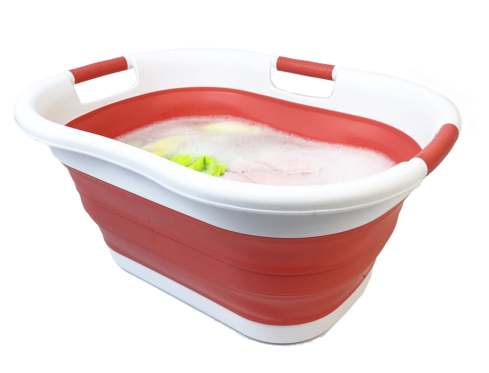 SAMMART 40L (10.5 gallon) Collapsible Plastic Laundry Basket - Foldable Storage Container- Portable Washing Tub - Space Saving Hamper