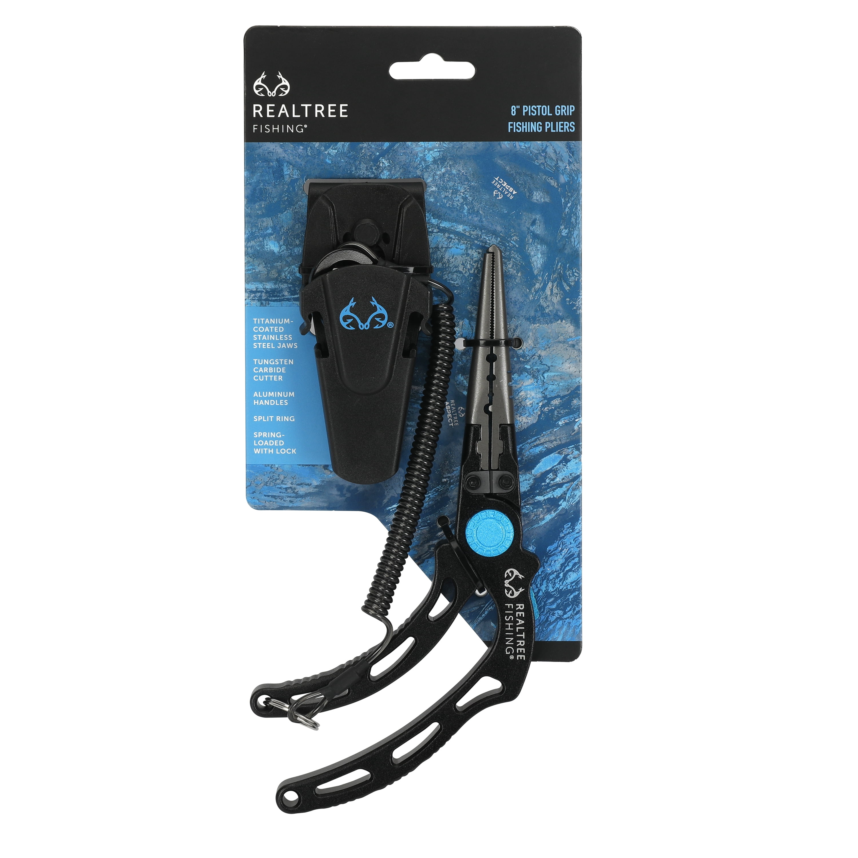 Realtree Fishing 8-inch Pistol Grip Pliers, Titanium Coated