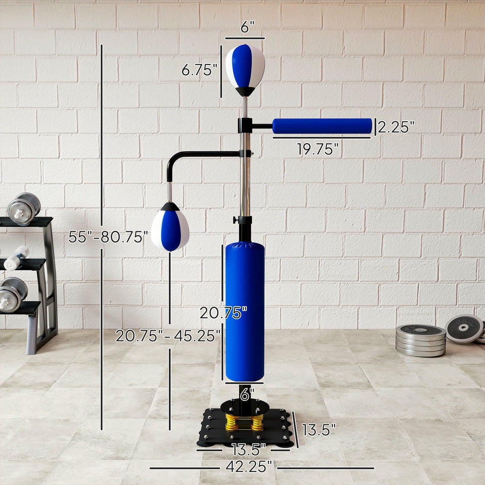 Kadyn Adjustable Bag Boxing Set, 4.6'-6.7' Speed Bag for Training Equipment, Blue