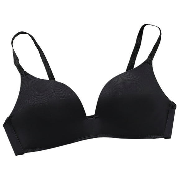 Biplut 3/4 Cup Pads Wire Free Adjustable Shoulder Straps Lady Bra Seamless Push Up Thin Underwear (Black,32A)