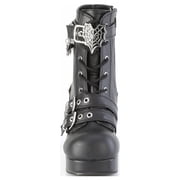 Demonia GOTHIKA-66 Women's 3 3/4 Heel Platform Lace-Up Front Mid-Calf Boots with Spider Web Buckle & Charms