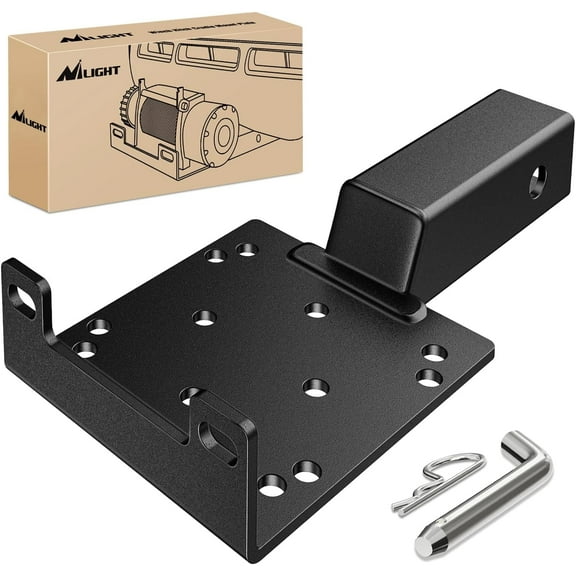 Nilight Universal Trailer Hitch Winch Mounting Plate with 2'' Receiver Hitch Winch Bracket Winch Mounting Heavy Duty Steel 3600Lbs for ATV UTV SUV Truck Pickup Lawn Garden Equipment