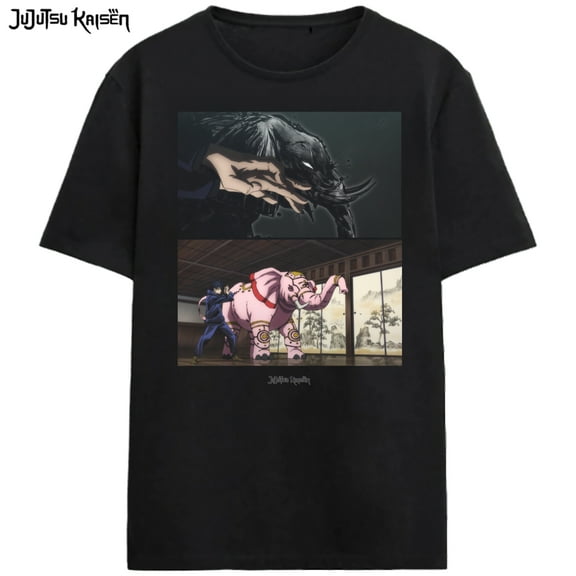 Jujutsu Kaisen Megumi Screenshots Adult Black Crew Neck Short Sleeve T-shirt-6XL