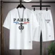 thumbnail image 5 of Conjuntos de gofres para hombre, conjunto de camiseta y pantalones cortos informales de Francia y París, 2 piezas, trajes deportivos de verano para hombre, chándal, traje holgado, camiseta para hombre, 5 of 5