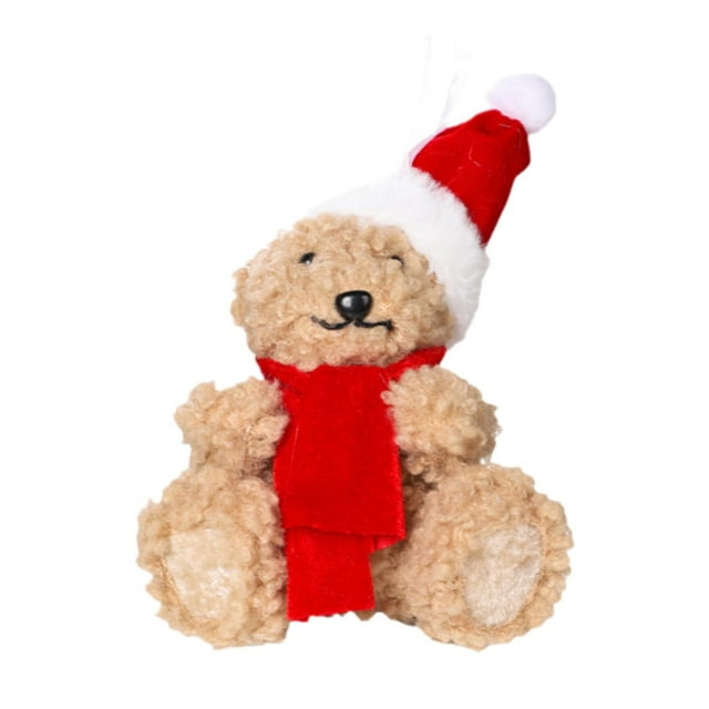 Oso de peluche navideño, juguete de peluche para el hogar, decoración navideña con sombrero, muñeco de peluche para niños, sofá, cama de San Valentín Sentado 10x125x19cm