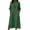 Dark Green, variant on Womens Summer Cotton Midi Dress Elbow Length Sleeve Button Front V Neck Casual Loose Dress with Pockets Khaki XL