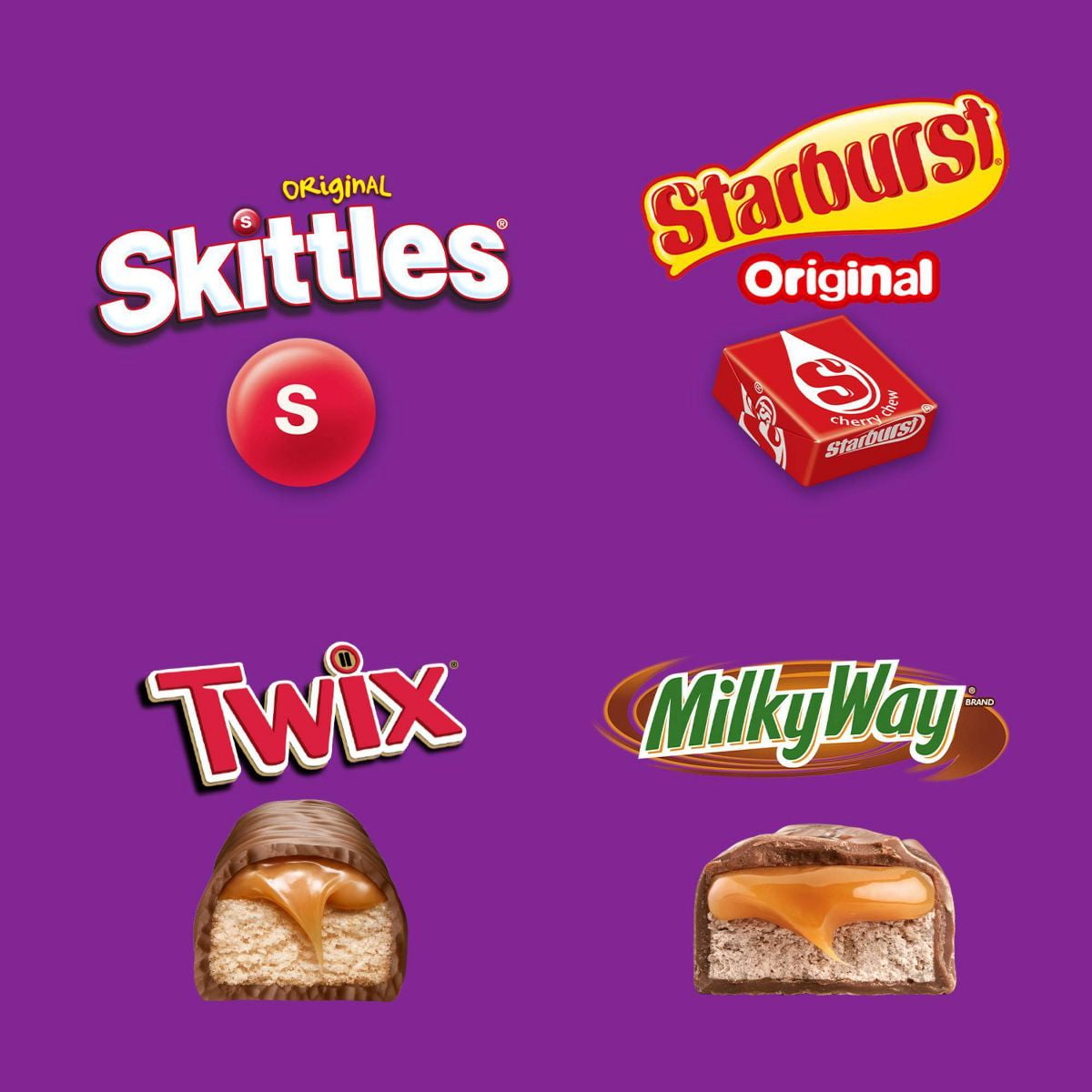 Twix, Skittles, Starburst, Milky Way Variety Candy Assortment, Party Size - 21.82oz Bulk Bag