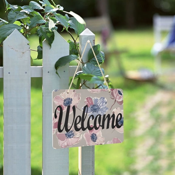 Flowers and Pink Welcome Sign for Front Door Porch Wreath Door Sign Home Decoration Rustic Farmhouse Style