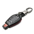 thumbnail image 2 of Vitodeco Genuine Leather Smart Key Fob Case Cover Protector with Leather Key Chain Compatible for Dodge Grand Caravan (2008 - 2020 Models) - 7-Button, Black/Red, 2 of 5