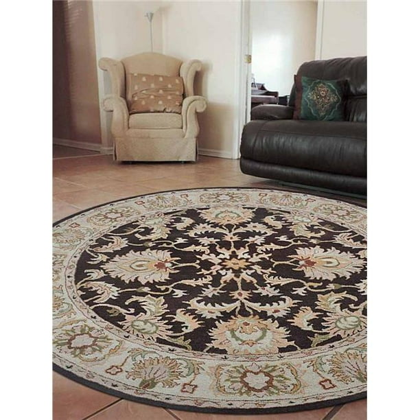 8 X Ft Vintage Hand Tufted Woolen Round Area Rug 44 Brown Beige Com 8 X Ft Vintage Hand Tufted Woolen, 8 Foot Round Wool Area Rugs