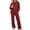 Wine #126, variant on Women's 2 Piece Lounge Set Crewneck Sweatshirt and Wide Leg Pants Relaxed Casual Fall Fleece Matching Outfit Set