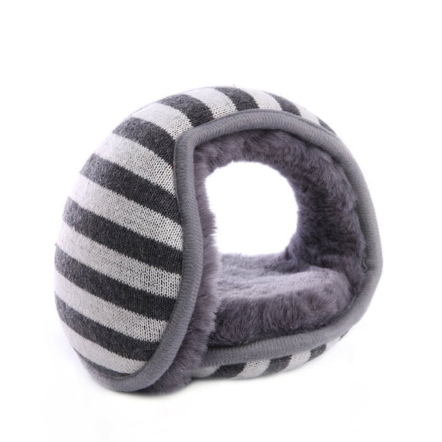 Orejeras de piel para exteriores de invierno de cachemira de punto cálido unisex (rayas blancas y negras)