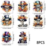 8pcs Day of The Dead Skeleton UV DTF Cup Stickers, Waterproof Sticker Pack for Decorating Mugs, Cups,DIY Art Supplies