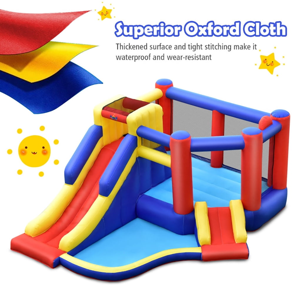 Aimee Lii Kids Inflatable Bouncy Castle with Double Slides without Air Blower, Kids Bounce House