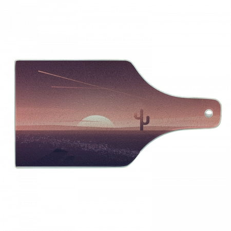 

Landscape Cutting Board Ombre Sunset View Scenery Dusk Cactus in the Horizon Desert Panoramic Decorative Tempered Glass Cutting and Serving Board in 3 Sizes by Ambesonne