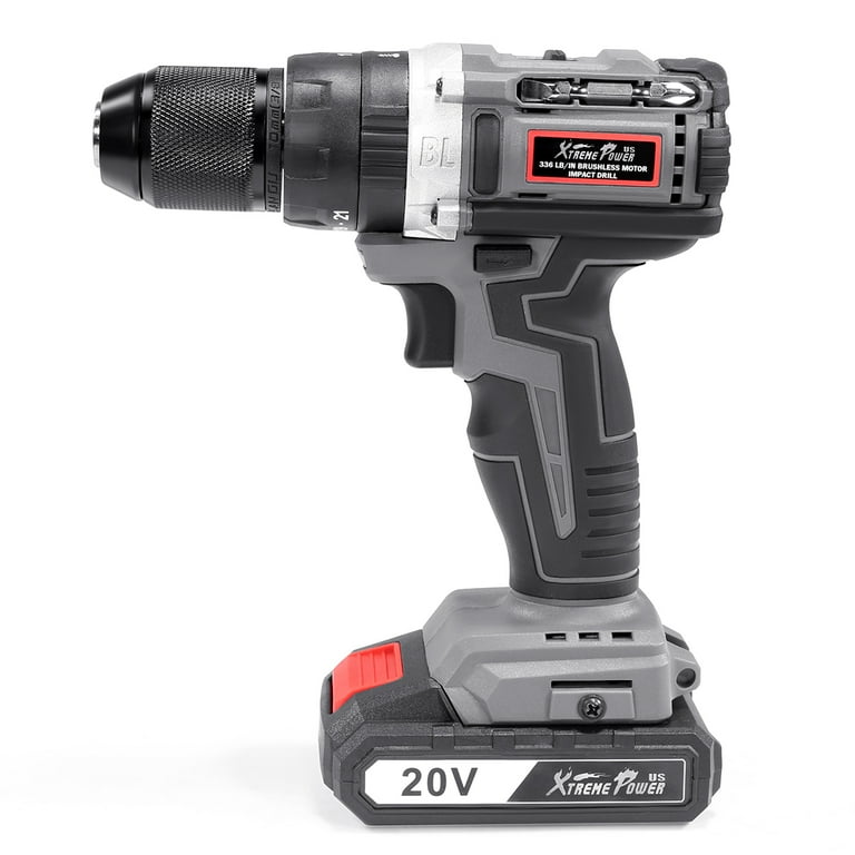 Xtremepowerus 20v Cordless Drill Brushless Driver 2000mah 336 In