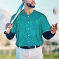 thumbnail image 6 of Daiia Blue Green Glitter Mens Baseball Jersey Button Down Shirts Short Sleeve Sports Uniforms-4X-Large, 6 of 9