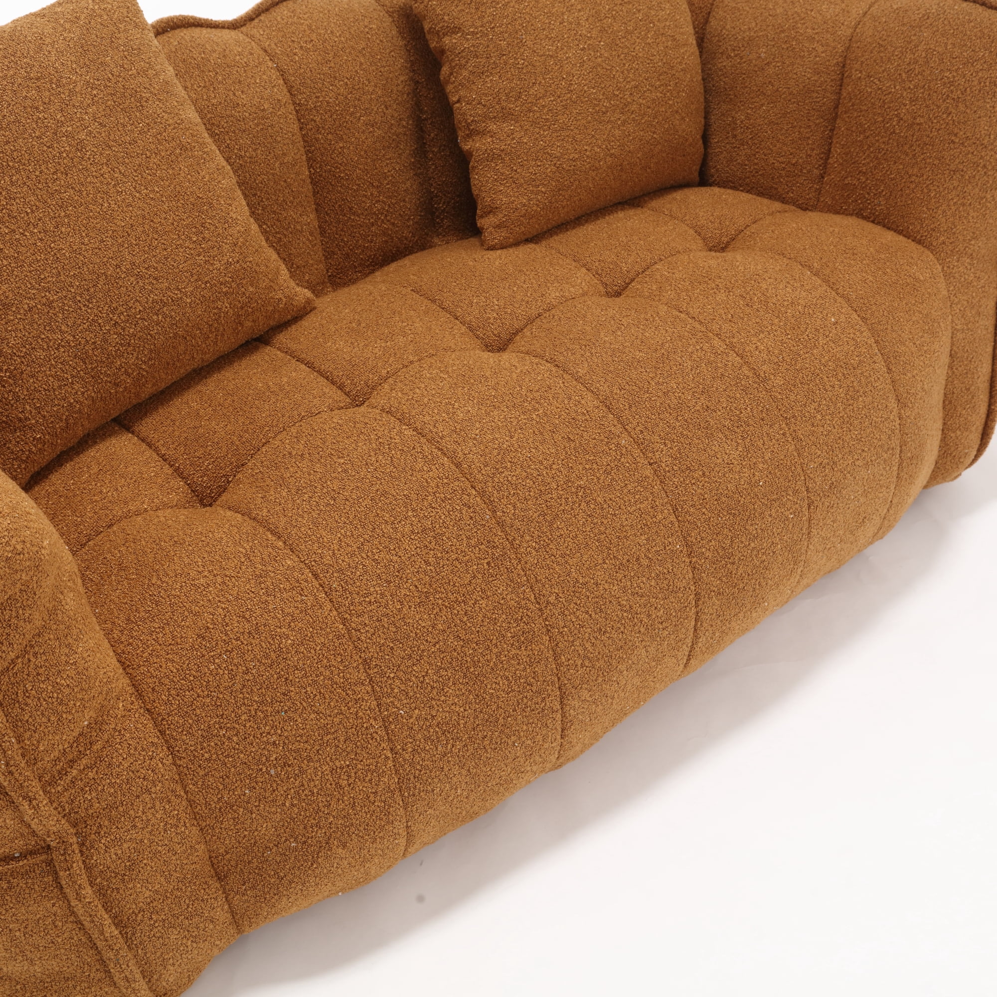 Aukfa 65" Compressed Loveseat Sofa for Living Room,No Assembly Required, 2 Pillow, Chenille, Orange