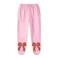 thumbnail image 3 of Fiaer Women's Sweatpants Fashion Embroidered Bow Print Pants High Waist Casual Plus Size Loose Fit Drawstring Comfy Trousers with Pocket Pink XL, 3 of 3