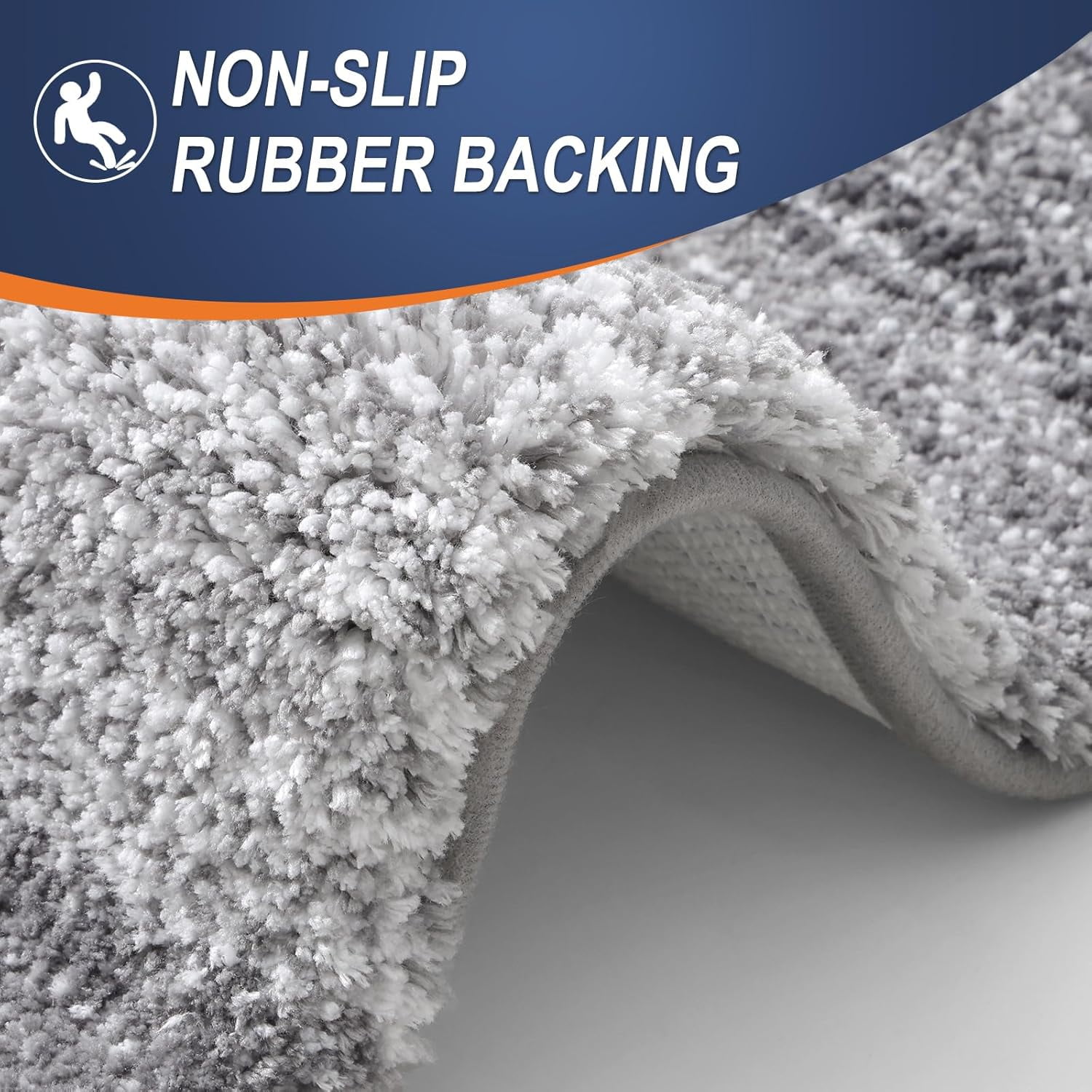 Lanola Bathroom Rug Set 2 Piece, Soft Absorbent Microfiber Bath Mats and U-Shaped Contour Toilet Rug, Non-Slip, Machine Wash Dry, Plush Shaggy Bath Mats for Bathroom (24"x16"+24"x20", Grey)