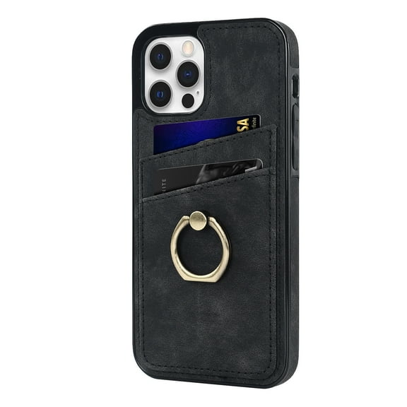 Allytech iPhone 11 Pro Max 6.5 inch Slot Case,PU leather+TPU Ultra Slim with Card Slot Metal Kickstand Shockproof Case for iPhone 11 Pro Max 6.5 inch,Black