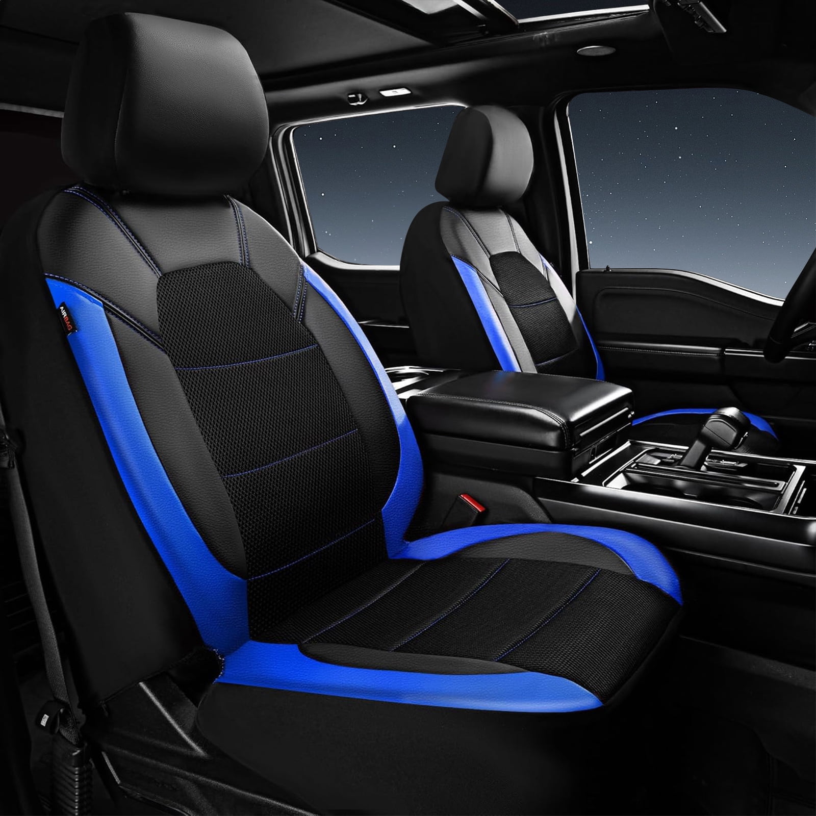CAR GRAND Leather car seat covers air mesh breathable universal fit airbag compatible car, SUV, truck and van