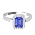 thumbnail image 2 of Mauli Jewels Rings for Women 0.65 Carat Emerald Cut Sapphire And Diamond Ring 4-prong 10k White Gold, 2 of 7
