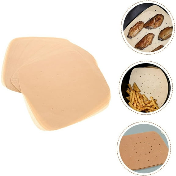 100Pcs Disposable Air Fryer Parchment Paper,8.5x8.5In Unbleached Square Perforated Parchment Paper Sheets for Baking,Air Fryer