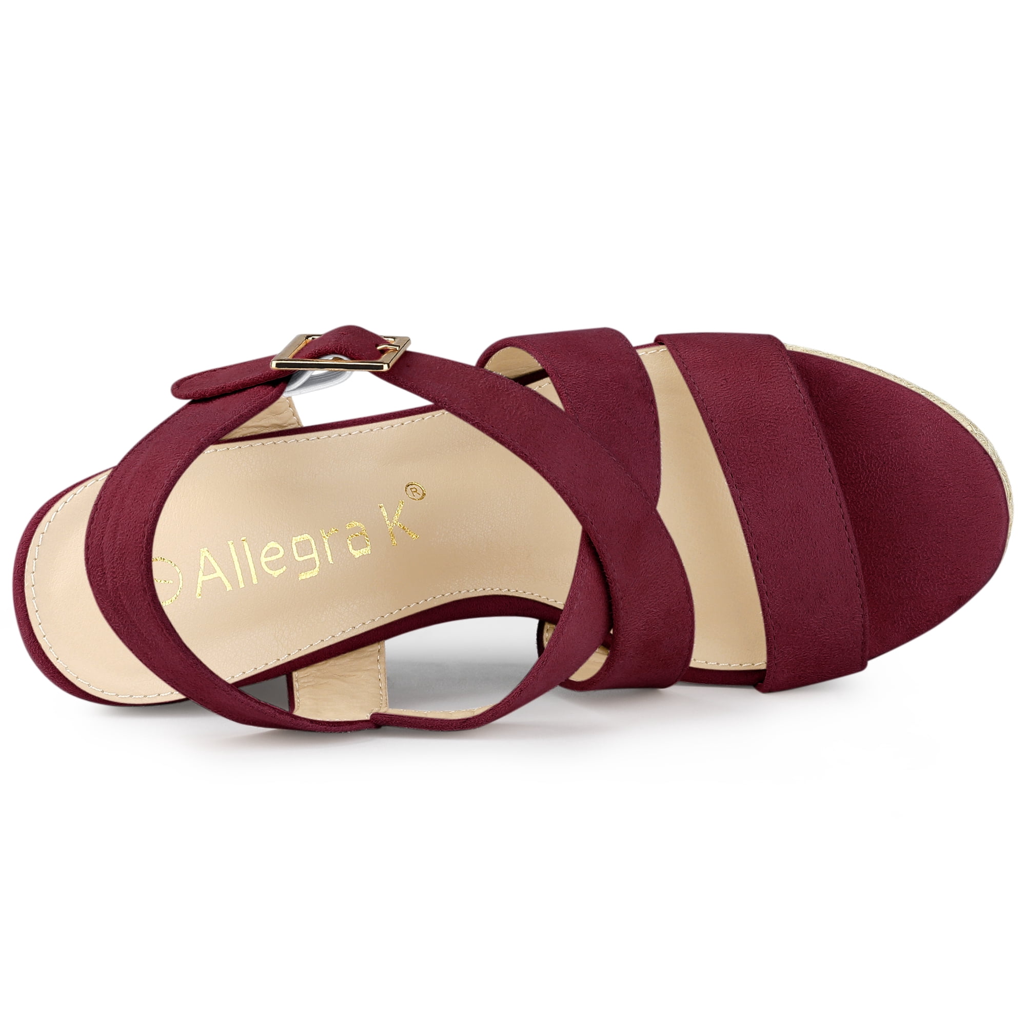 DARING DIVA Women's Stylish Espadrilles Platform Slingback Wedges Sandals Burgundy 7.5