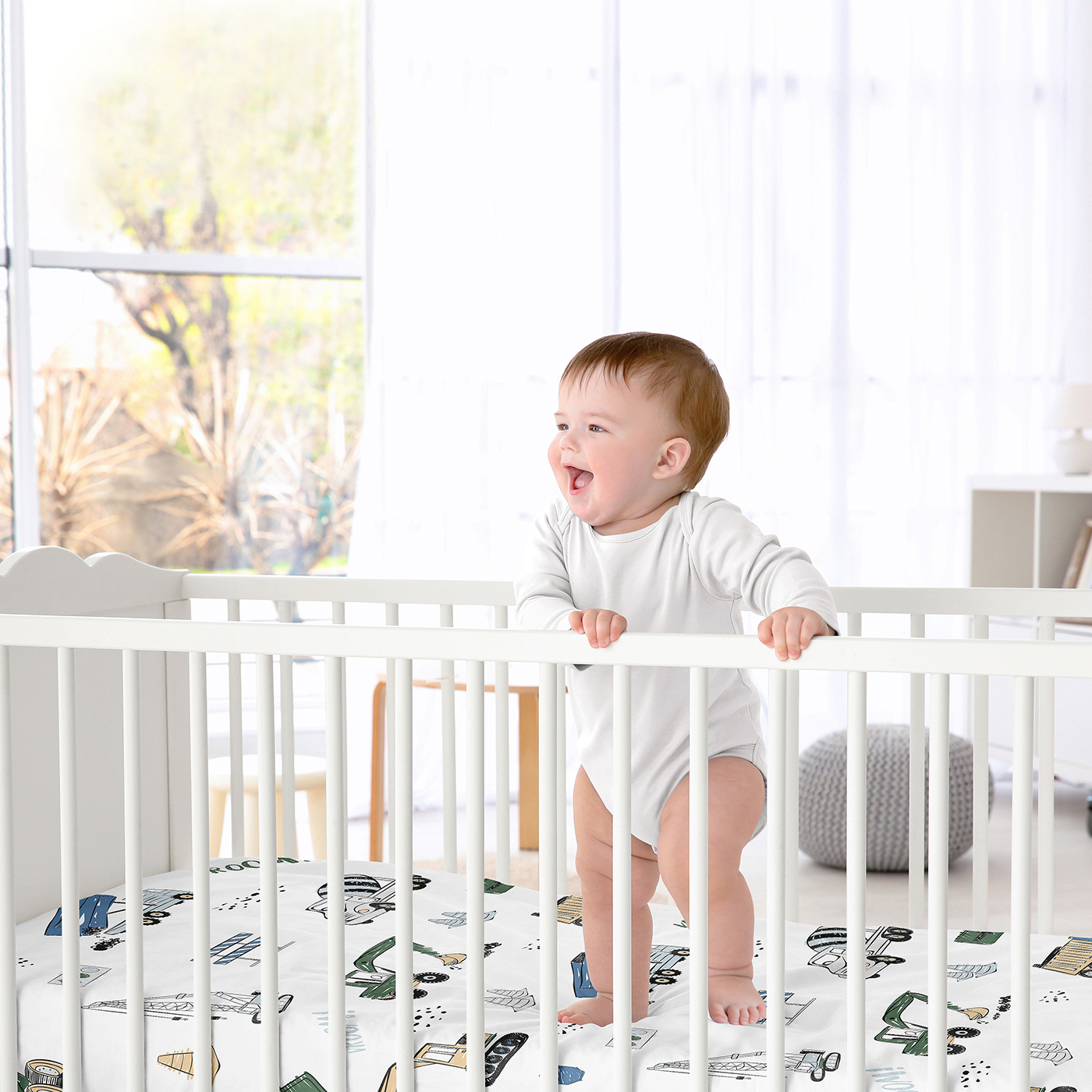 Sweet Jojo Designs Construction Truck Green Blue Grey Fitted Crib Sheets 2 Piece Set