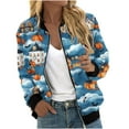 thumbnail image 3 of QATAINLAV Womens Bomber Jacket Long Sleeve Zip Up Halloween Printed Outerwear Lightweight Loose Casual Fall Coats with Pockets, Multicolor, XXL, 3 of 6